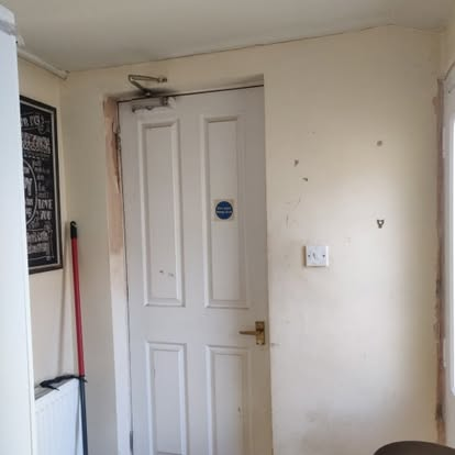 Kitchen ceiling fully masked and protected before repainting